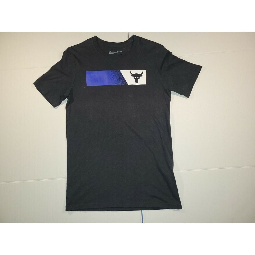 Under‎ Armour The Rock Brahma Bull Heatgear Black Blue Mens Size Small